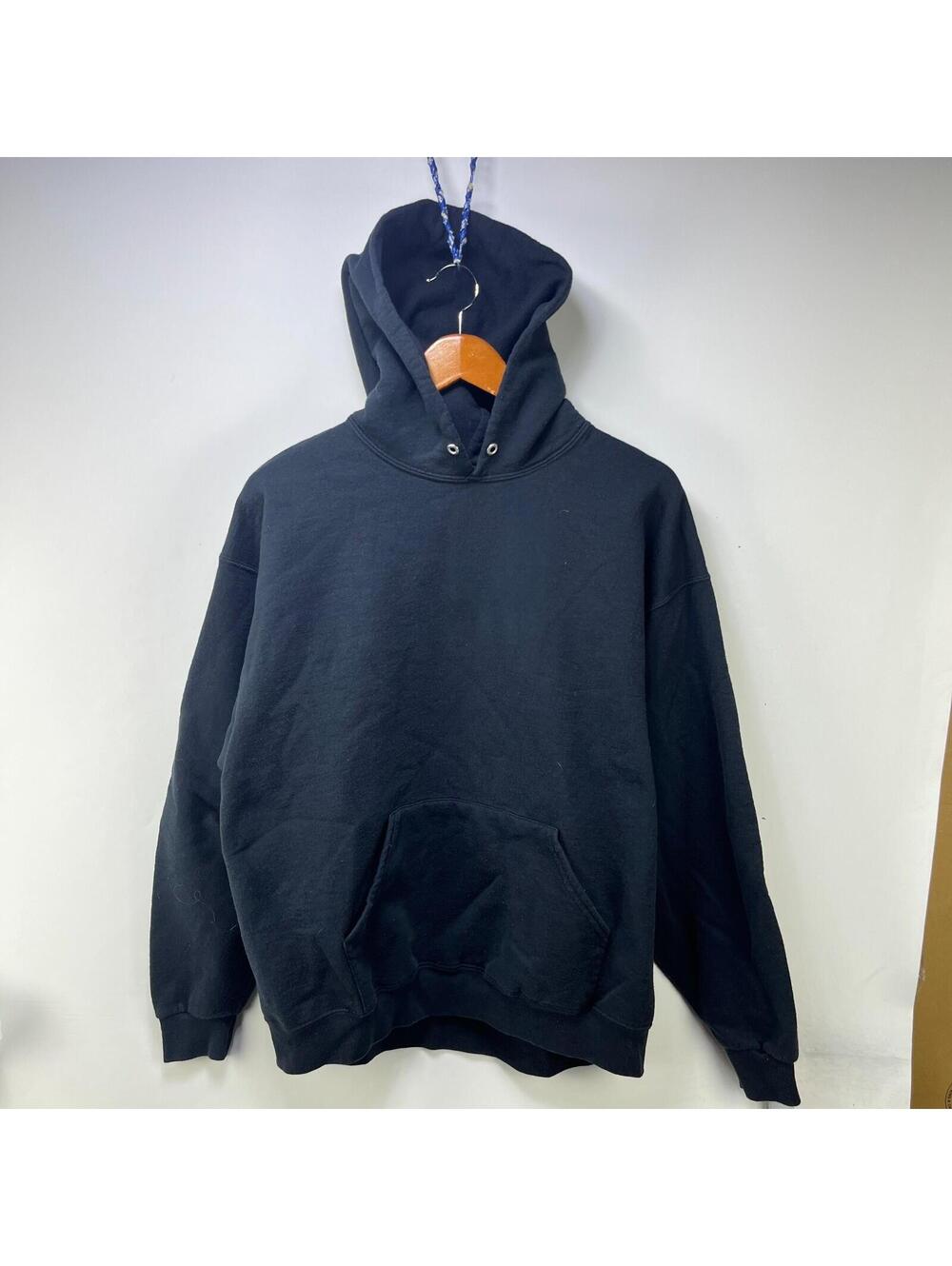 Vintage Jerzees Black Blank Faded Hoodie Russell XL